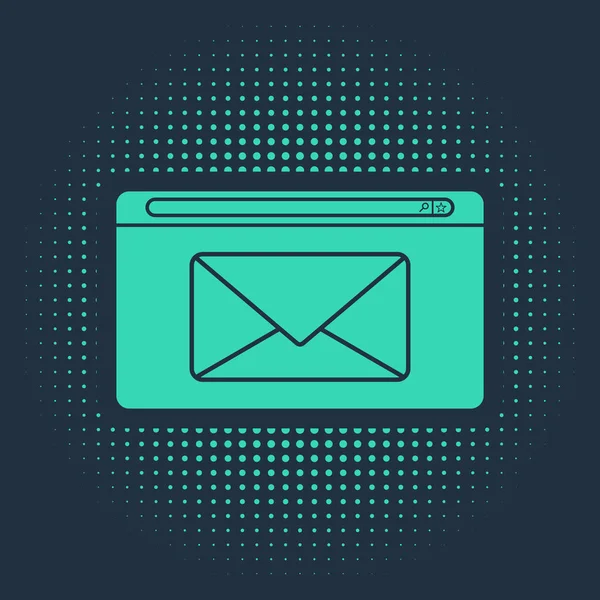 Icône Courrier Vert Mail Isolé Sur Fond Bleu Mail Symbole — Image vectorielle