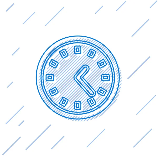 Blauwe Lijn Klok Pictogram Geïsoleerd Witte Achtergrond Tijdsymbool Vector Illustratie — Stockvector