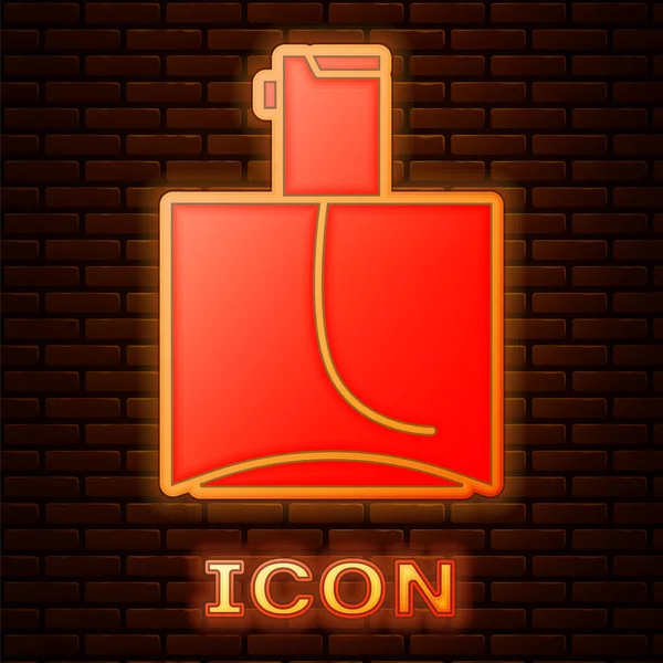 Zářící Neon Parfém Ikona Izolované Cihlové Zdi Pozadí Vektorová Ilustrace — Stockový vektor