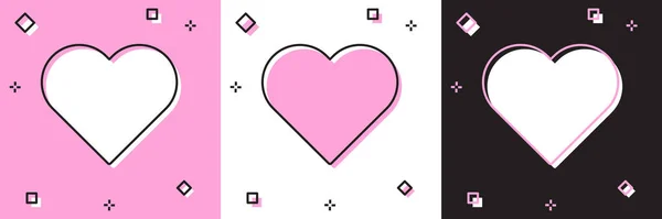 Herzsymbol Isoliert Auf Rosa Und Weißen Schwarzen Hintergrund Setzen Romantisches — Stockvektor
