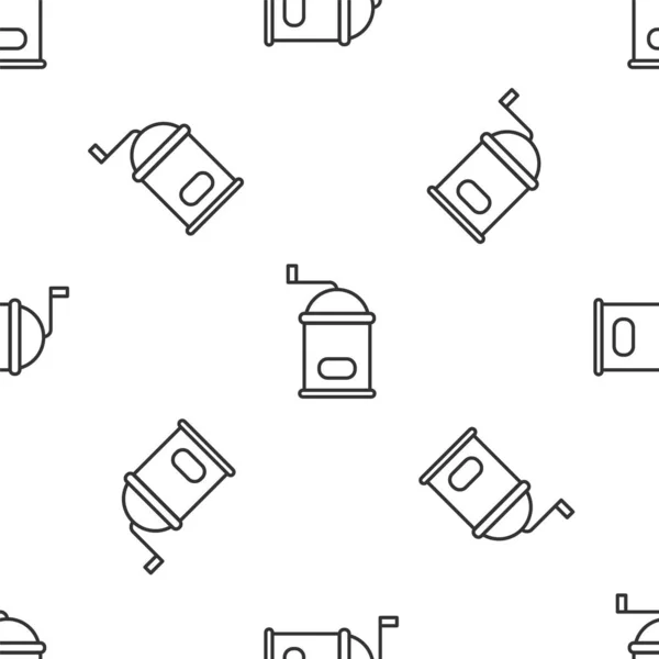 灰线手动咖啡研磨机图标隔离无缝图案白色背景 病媒图解 — 图库矢量图片