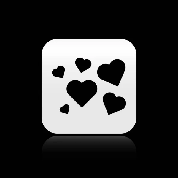 Black Heart Icon Isolated Black Background Romantic Symbol Linked Join — 스톡 벡터