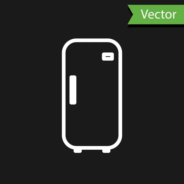 Línea Blanca Icono Del Refrigerador Aislado Sobre Fondo Negro Refrigerador — Vector de stock