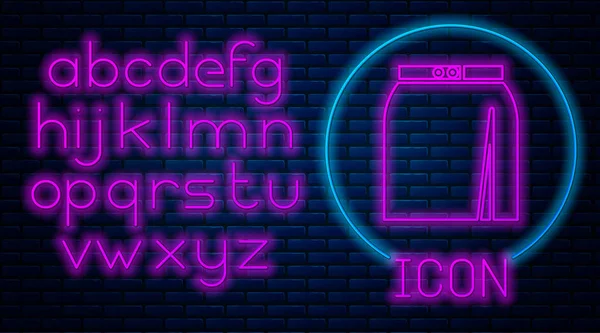 Leuchtende Neon Rock Ikone Isoliert Auf Backsteinwand Hintergrund Neonlicht Alphabet — Stockvektor