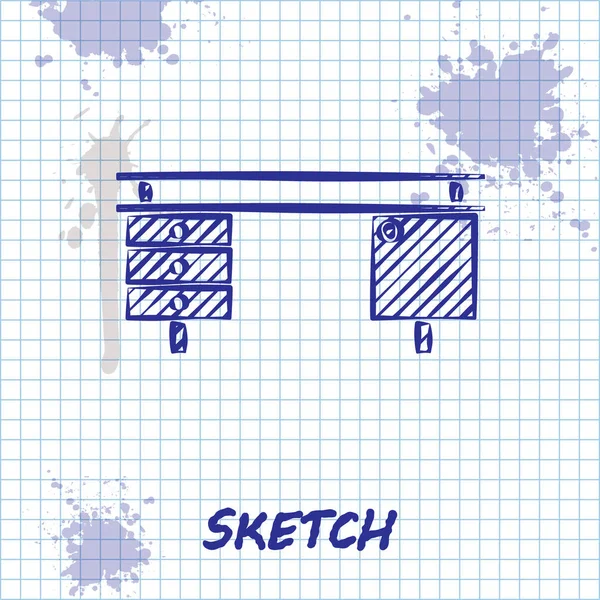 Sketch Line Icône Bureau Isolé Sur Fond Blanc Illustration Vectorielle — Image vectorielle