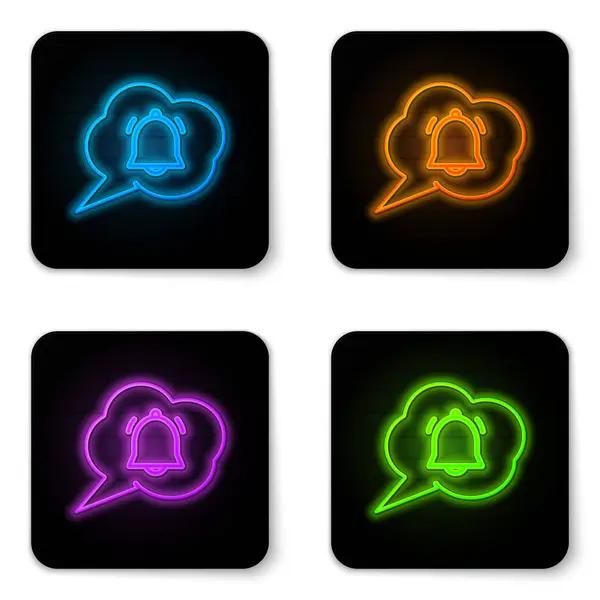 Ragyogó Neon Beszéd Buborék Chat Értesítés Ikon Elszigetelt Fehér Alapon — Stock Vector