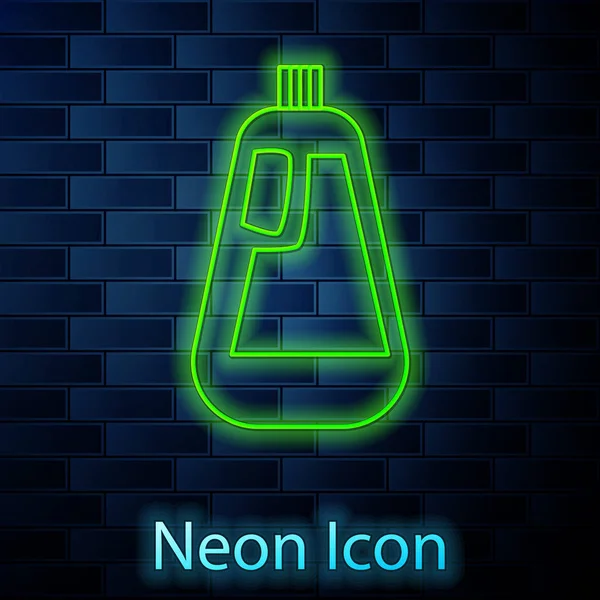 Linea Neon Incandescente Bottiglia Plastica Detersivo Liquido Bucato Candeggina Lavastoviglie — Vettoriale Stock