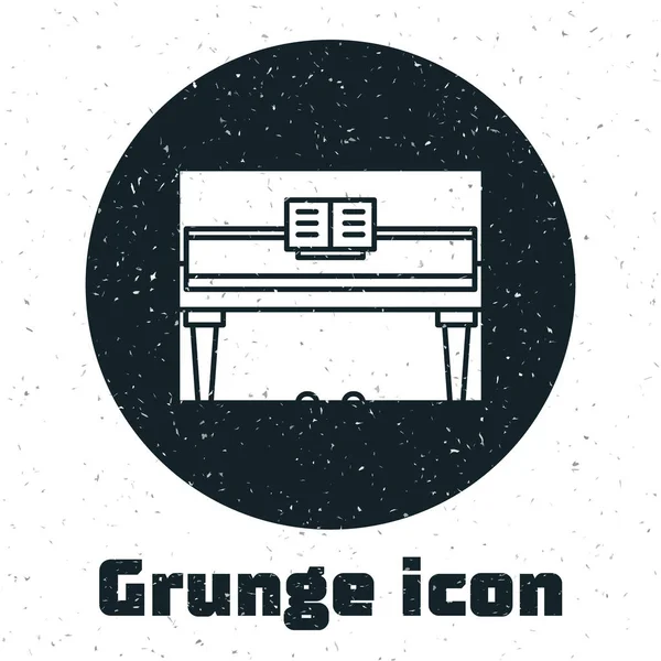 Ikona Fortepianu Grunge Grand Białym Tle Instrumenty Muzyczne Ilustracja Wektora — Wektor stockowy
