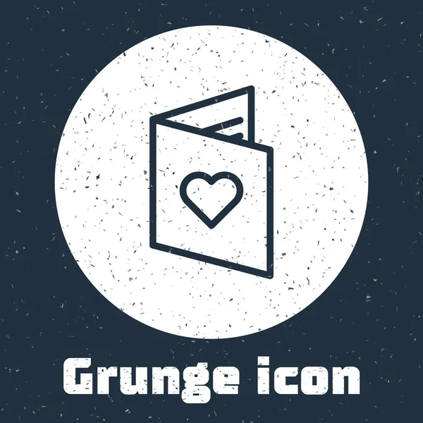 Grunge Line Valentinstag Flyer Mit Herzsymbol Auf Grauem Hintergrund Festplakatvorlage — Stockvektor