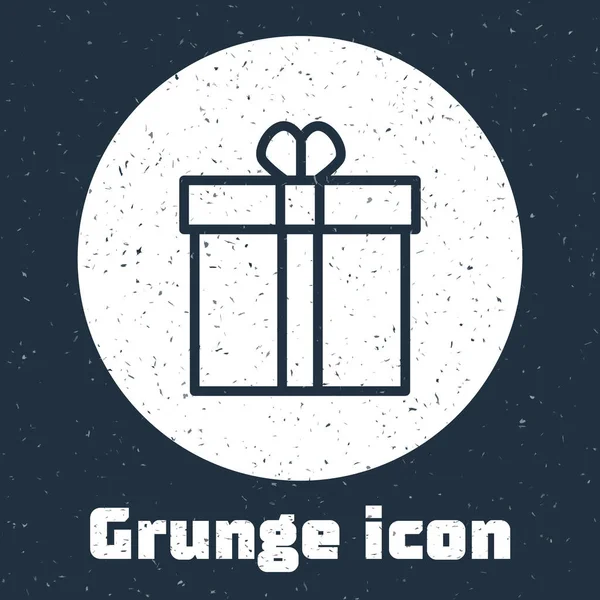 Línea Grunge Caja Regalo Icono Del Corazón Aislados Sobre Fondo — Vector de stock