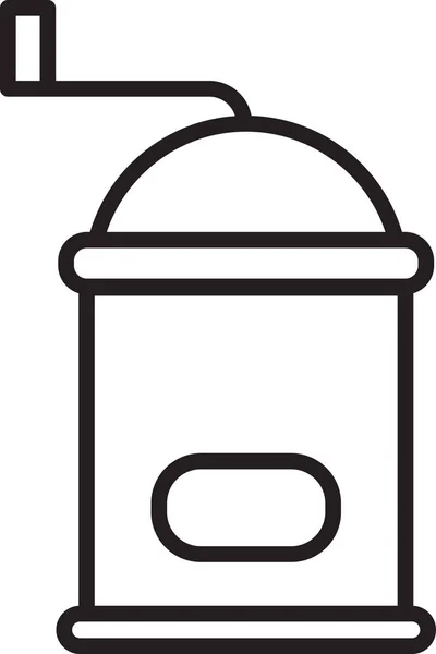 Schwarze Linie Manuelle Kaffeemühle Symbol Isoliert Auf Weißem Hintergrund Vektorillustration — Stockvektor