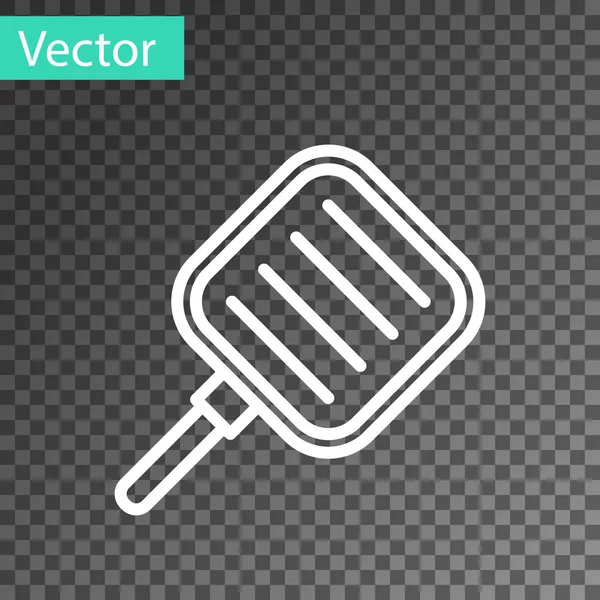 Weiße Linie Bratpfanne Symbol Isoliert Auf Transparentem Hintergrund Frittieren Oder — Stockvektor