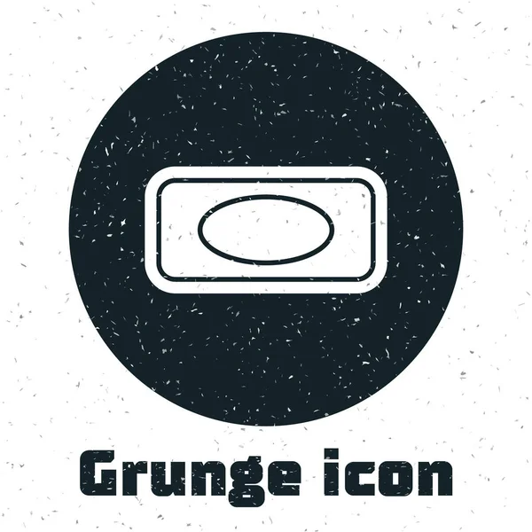 Grunge Bar Savon Avec Icône Mousse Isolée Sur Fond Blanc — Image vectorielle