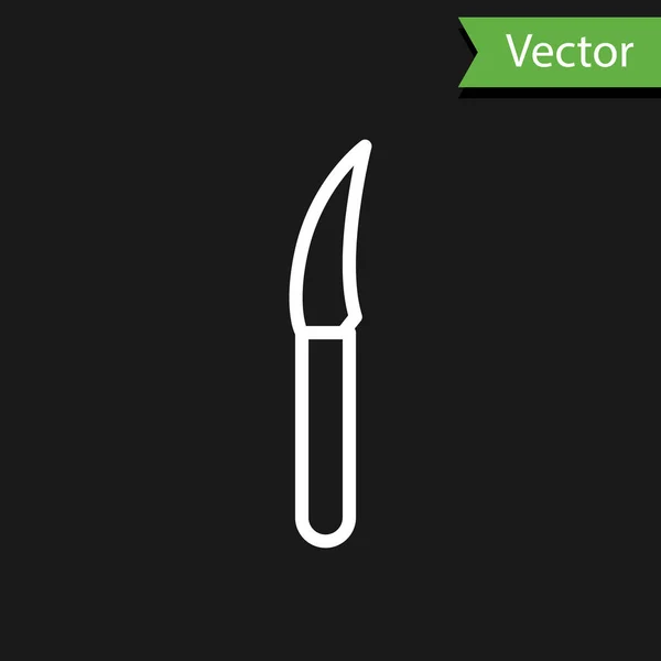 Witte Lijn Knife Pictogram Geïsoleerd Zwarte Achtergrond Bestek Symbool Vector — Stockvector