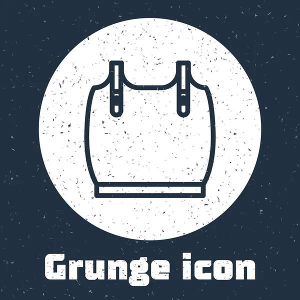 Grunge Line Body Armor Icon Isolated Grey Background Monochrome Vintage — 스톡 벡터