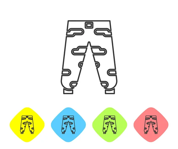 Línea Gris Camuflaje Pantalones Carga Icono Aislado Sobre Fondo Blanco — Vector de stock