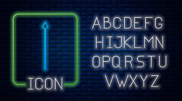 Gloeiende Neon Middeleeuwse Speer Pictogram Geïsoleerd Baksteen Muur Achtergrond Middeleeuws — Stockvector