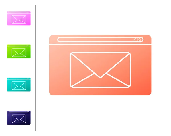 Coral Mail Mail Icoon Geïsoleerd Witte Achtergrond Envelop Symbool Mail — Stockvector