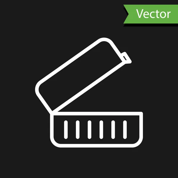 Linha Branca Ícone Caixa Almoço Isolado Fundo Preto Ilustração Vetorial — Vetor de Stock