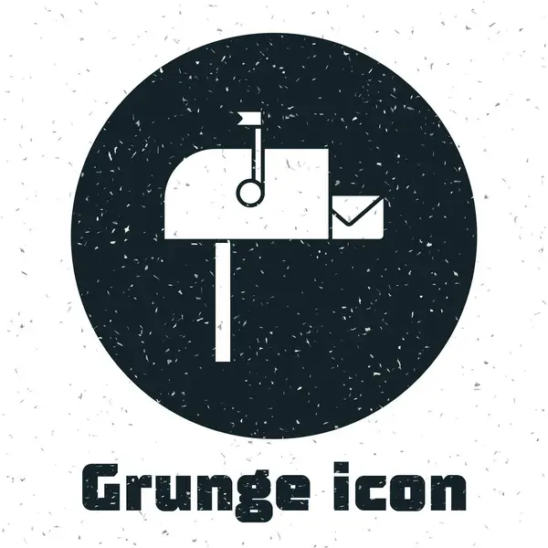 Grunge Icono Buzón Abierto Aislado Sobre Fondo Blanco Icono Del — Vector de stock