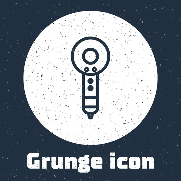 Línea Grunge Icono Secador Pelo Aislado Sobre Fondo Gris Señal — Vector de stock