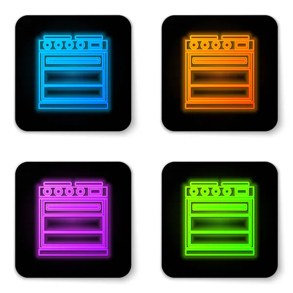 Glowing Neon Oven Icon Isolated White Background Stove Gas Oven — Stock Vector