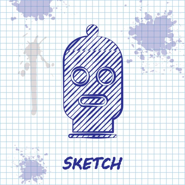 Sketch Line Balaclava Icon Isolated White Background Piece Clothing Winter — 스톡 벡터