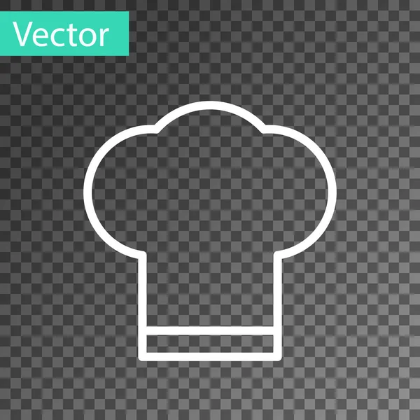 White Line Chef Hat Icon Isolated Transparent Background Cooking Symbol — Stock Vector