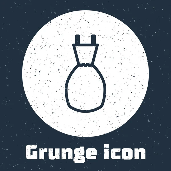 Grunge Line Icono Vestido Mujer Aislado Sobre Fondo Gris Señal — Vector de stock