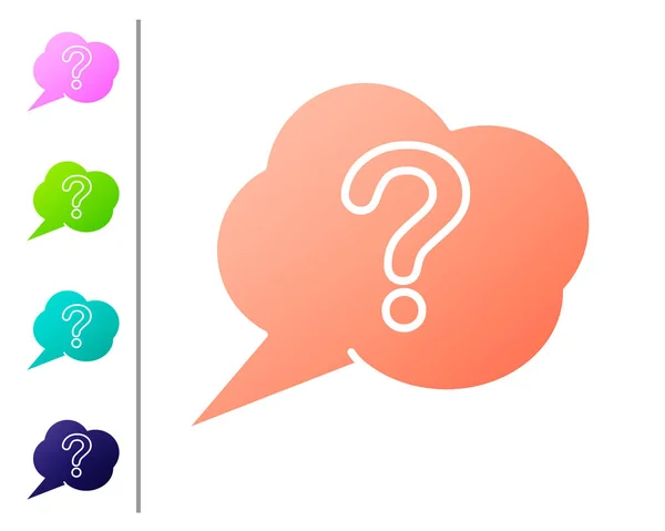Coral Speech Bubble Question Icon Isolated White Background Faq Sign — Stock Vector