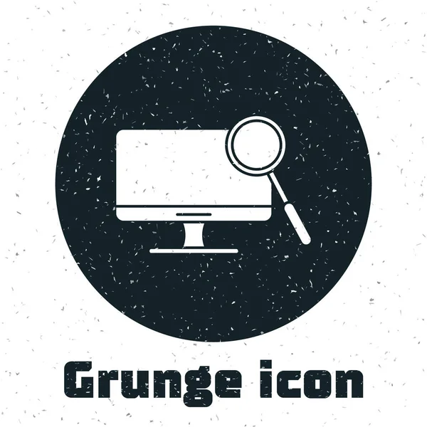 Grunge Computermonitor Diagnose Symbol Isoliert Auf Weißem Hintergrund Anpassung Von — Stockvektor