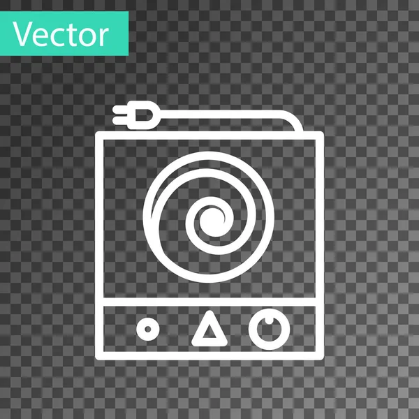 Línea Blanca Icono Estufa Eléctrica Aislado Sobre Fondo Transparente Signo — Vector de stock