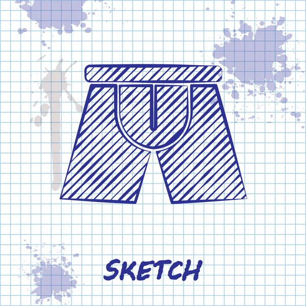 Sketch Line Men Underpants Icon Isolated White Background Man Underwear — Stock Vector