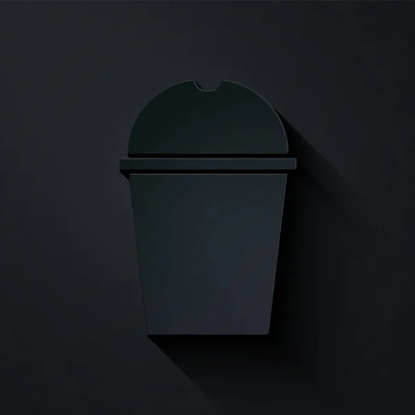 Corte Papel Icono Vidrio Papel Agua Aislado Sobre Fondo Negro — Vector de stock