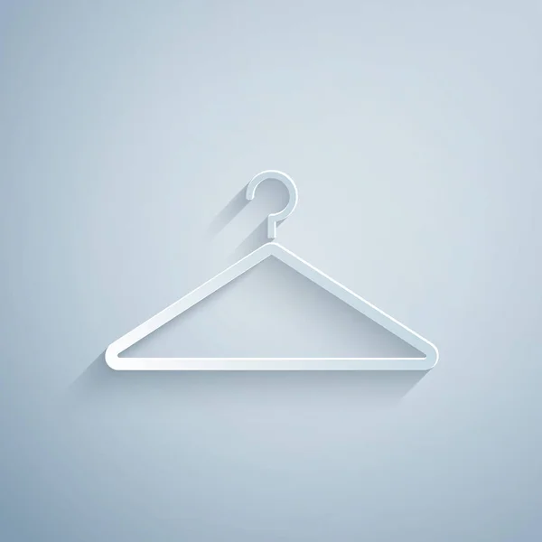 Paper Cut Hanger Wardrobe Icon Isolated Grey Background Cloakroom Icon — Stock Vector