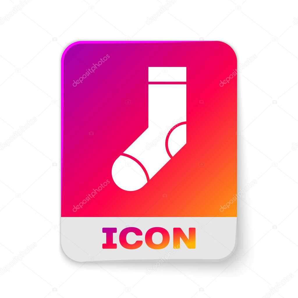 White Socks icon isolated on white background. Rectangle color button. Vector Illustration