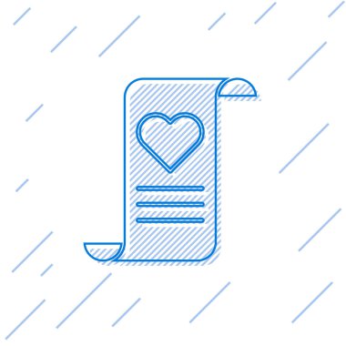 Beyaz arka planda Sevgililer Günü kalp ikonu olan mavi çizgi. Mesaj aşkım. Aşk ve romantizm mektubu. Vektör İllüstrasyonu