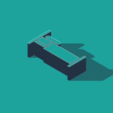 Isometric Yatak simgesi yeşil arkaplanda izole edildi. Vektör İllüstrasyonu