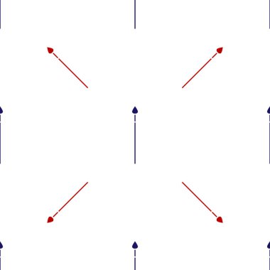 Mavi ve kırmızı ortaçağ mızrak ikonu beyaz arka planda kusursuz desen izole etti. Ortaçağ silahı. Vektör İllüstrasyonu