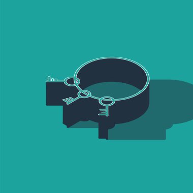 Isometric Eski tuşlar simgesi yeşil arkaplanda izole. Vektör İllüstrasyonu