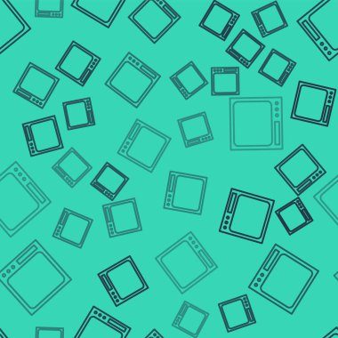 Siyah çizgili Elektronik Ölçek simgesi yeşil arka planda izole edilmiş pürüzsüz desen. Ağırlık ölçüm aletleri. Vektör İllüstrasyonu