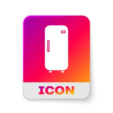 Beyaz Buzdolabı simgesi beyaz arka plan üzerinde izole. Buzdolabı dondurucu buzdolabı. Ev teknolojisi ve aletleri. Dikdörtgen renk düğmesi. Vektör İllüstrasyonu