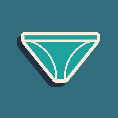 Yeşil Adam iç çamaşırı ikonu mavi arka planda izole edildi. Erkek iç çamaşırı. Uzun gölge tarzı. Vektör İllüstrasyonu