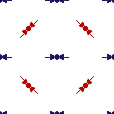 Mavi ve kırmızı papyon ikonu beyaz arkaplanda izole edilmiş pürüzsüz desen. Vektör İllüstrasyonu