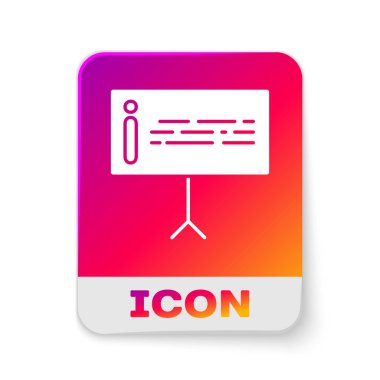 Beyaz Bilgi simgesi beyaz arkaplanda izole edildi. Dikdörtgen renk düğmesi. Vektör İllüstrasyonu