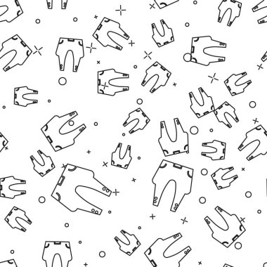 Siyah Çizgili Pantolon simgesi beyaz arkaplanda izole edilmiş kusursuz desen. Vektör İllüstrasyonu