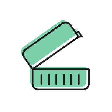 Siyah çizgi beslenme çantası simgesi beyaz arkaplanda izole edildi. Vektör İllüstrasyonu