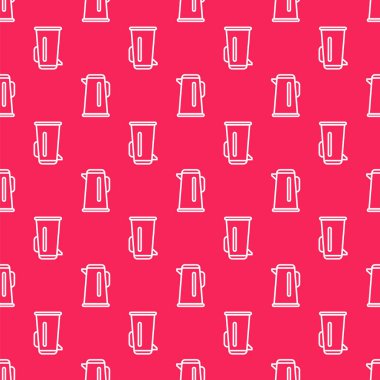 Kırmızı arka planda ikon izole edilmiş beyaz çizgi Kettle. Çaydanlık ikonu. Vektör İllüstrasyonu