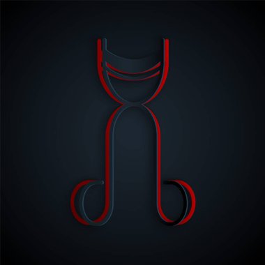 Kağıt kesiği Kirpik bigudi simgesi siyah arkaplanda izole edilmiş. Makyaj aleti işareti. Kağıt sanatı tarzı. Vektör İllüstrasyonu