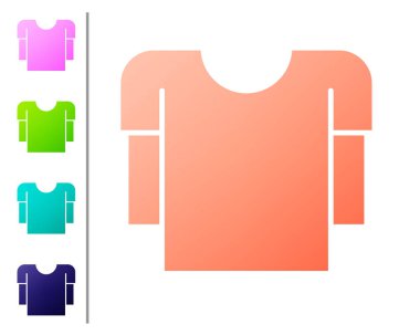 Mercan Uzun kollu gömlek ikonu beyaz arkaplanda izole edilmiş. Renk simgelerini ayarla. Vektör İllüstrasyonu